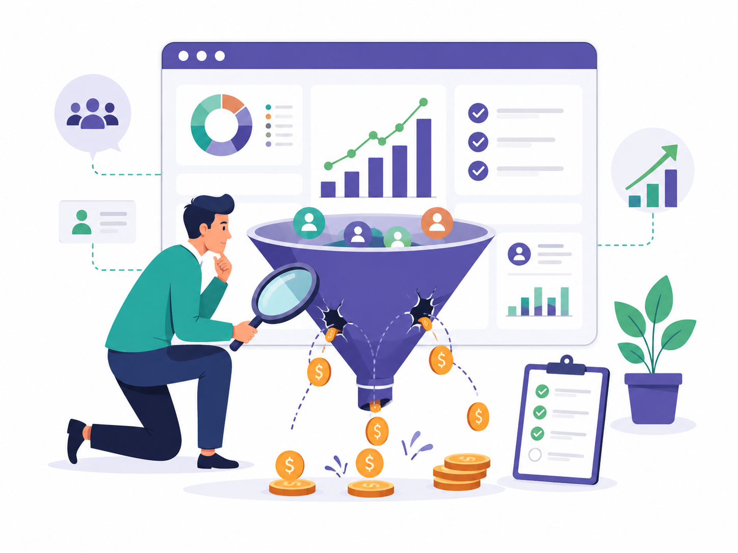 Revenue Leak Quick Scan calculator showing missed opportunities and business growth metrics